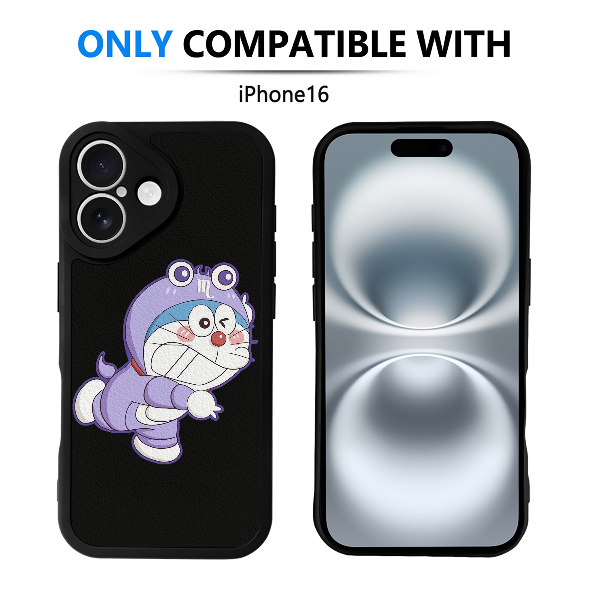 （画像用） ドラえもん Doraemon 【iPhone 16シリーズ対応】シリコンスマホケース（レザー調） 材質：シリコン